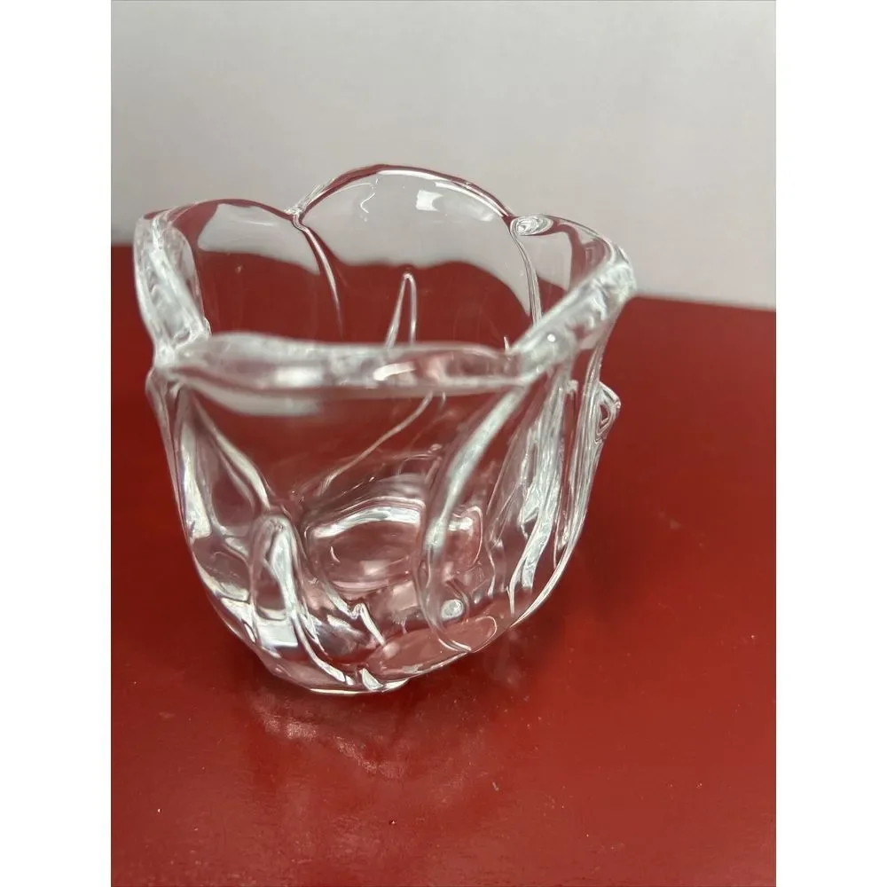 Clear Glass Rose Bud Shaped‎ Small Vase or Trinket Dish